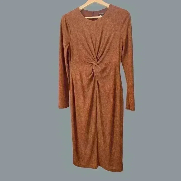 Vintage Maggy London Twist Front Scoop Neck Long Sleeve Maxi Dress Size 6 - Picture 1 of 5